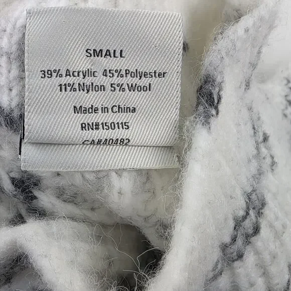 Varley $158 Black/White Belgrave‎ Knit Sweater Funnel Neck Dramatic Sleeve Small - Picture 11 of 14